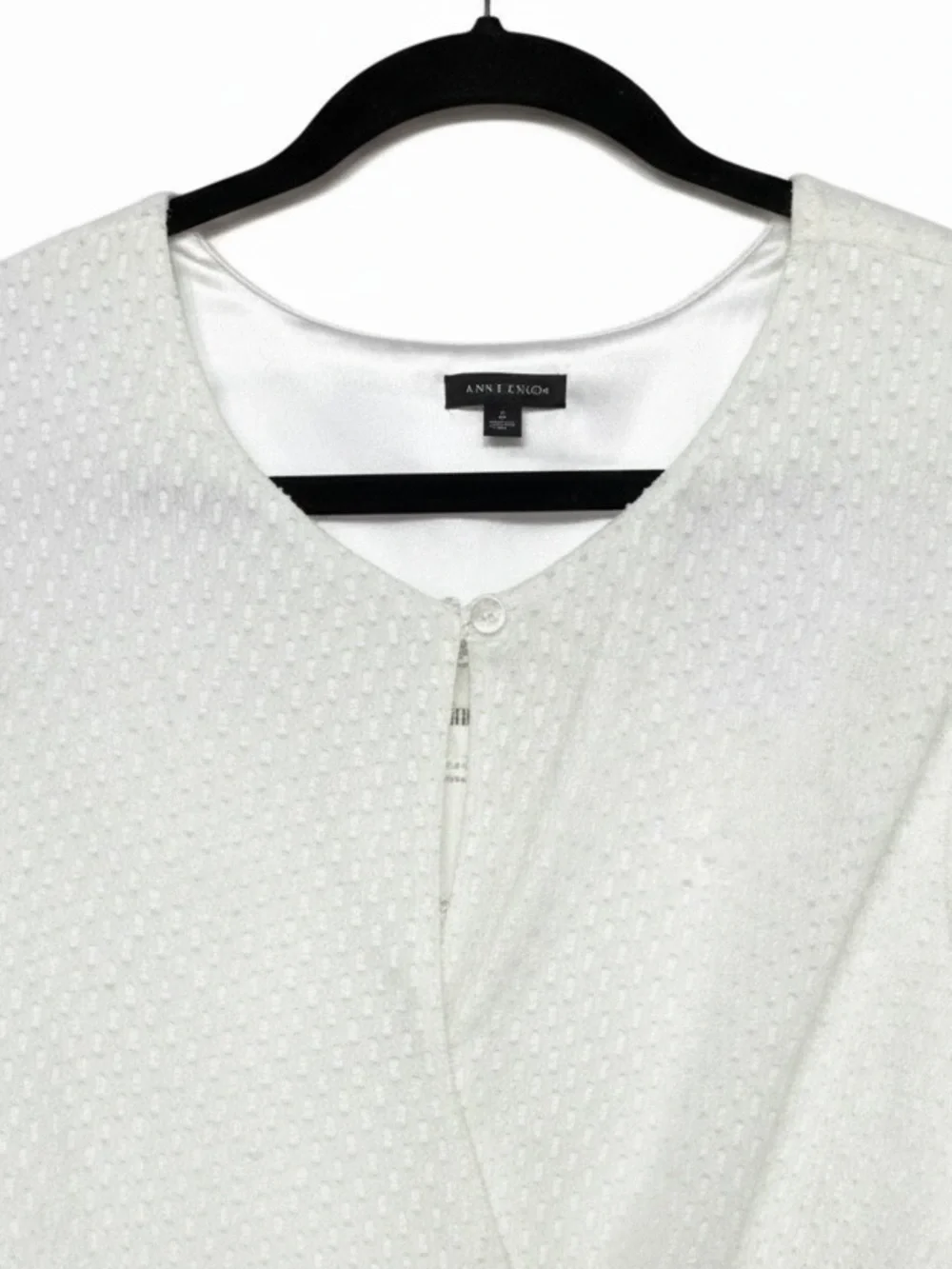 Ann Taylor creamy white textured Swiss dot with sheer long sleeves dress (SZ 2) - Picture 4 of 15